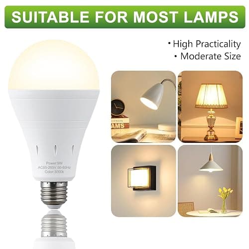 DEBAOBULB 10 Pack Rechargeable Emergency Light Bulbs, Battery Powered Energy Efficient LED Light Bulb 3000K Warm E26 120 Volt 9W 60W Equivalent with 1200mAh for Home Power Outage Camping Hurricane thumbnail 7