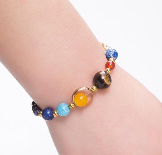 Fesciory Women Solar System Bracelet Universe Galaxy The Eight Planets Guardian Star Natural Stone Beads Bracelet Bangle Gifts - Blue Sandstone(Stretch) thumbnail 6