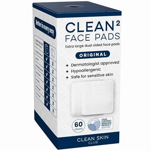 Clean Skin Club Clean² Pads 2.0 [New & Improved Edges] Guaranteed Not to Shed & Tear Face Pads, Unique Triple Layers, Textured & Ultra Soft Side, Organic Disposable Cotton, Pair with Makeup Remover - Image 1