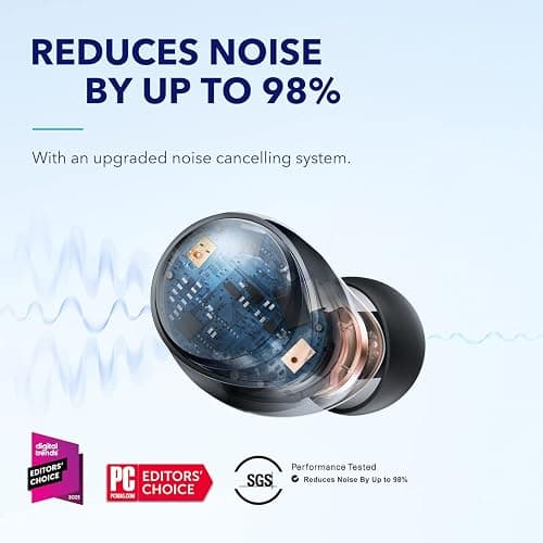 Soundcore by Anker Space A40 Adaptive Active Noise Cancelling Wireless Earbuds, Reduce Noise by Up to 98%, Ultra Long 50H Playtime, 10H Single Playtime, Hi-Res Sound, Comfortable Fit, Wireless Charge thumbnail 2