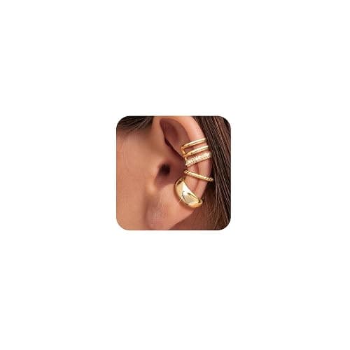 Robaice Gold Ear Cuff Earrings for Women Non Piercing, 14K Gold Plated Ear Cuffs Non Piercing, Clip-On Cartilage Earring, Fake Earrings For Women - Image 1