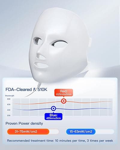 NEWKEY LED Face Mask Light Therapy,Red Light Therapy for Face Wrinkle Blue Light Therapy Mask for Face Acne,150LEDs,10 Min Auto Shut off, Wired thumbnail 2