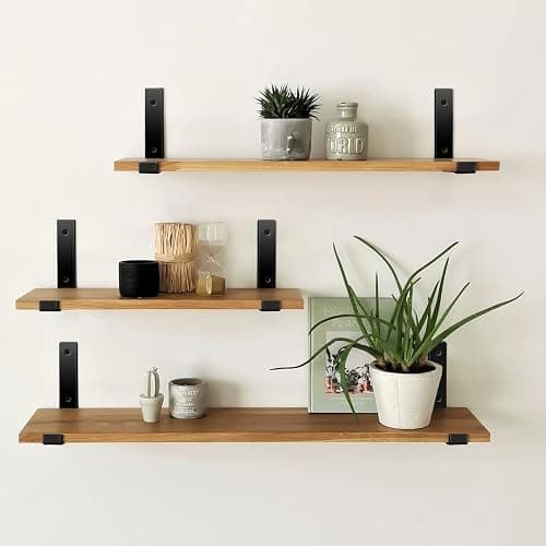 12 inch Shelf Brackets for DIY Floating Shelf, 1/5 inch Thick Heavy Duty Floating Shelf Bracket, Fit for Home, Kitchen, Bathroom, Garage, Living Room, 6-Pack Black, 11.25” x 6” x 1.5” thumbnail 6