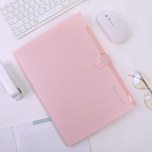 SKYDUE Expanding File Folder, Accordion File Organizer with 8 Pockets, Expandable Document Paper Receipt Holder for School Office Hospital, Letter/A4 Size Pink thumbnail 2