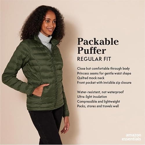 Amazon Essentials Women's Lightweight Long-Sleeve Water-Resistant Packable Puffer Jacket (Available in Plus Size) thumbnail 2