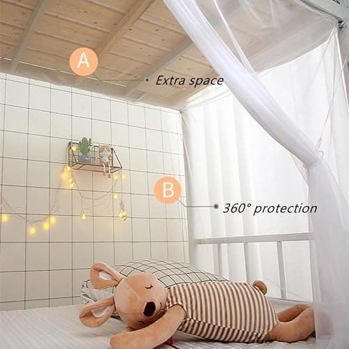 Eimilaly 8 Corner Bed Canopy Curtains for Girls Boys Bed Decor, Dormitory, Loft, Camping, Blue, 1.8M Single Bed thumbnail 5