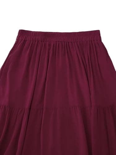 OSTOO Women's Summer Long Flowy Renaissance Skirt with Pockets - Boho High Waist A-Line Maxi Skirt thumbnail 3