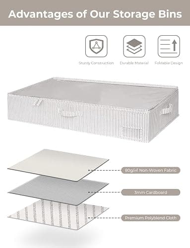 StorageWorks Large Under Bed Storage Containers with Handles and Label Holder, 2 Pack Ultra-thick Fabric Underbed Bins, Closet Organizer for Clothes, Blankets, Sweater thumbnail 7