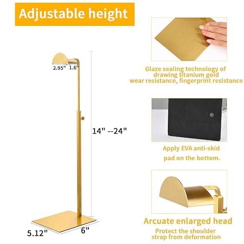 KDYZS+ Purse Display Stands, 3 Pack Gold Purse Display Rack Stainless Steel Handbag Display Stand Adjustable Height Bag Stand Holder Anti-fingerprint Hanger Rack for Retail Boutiques Commercial Store thumbnail 3