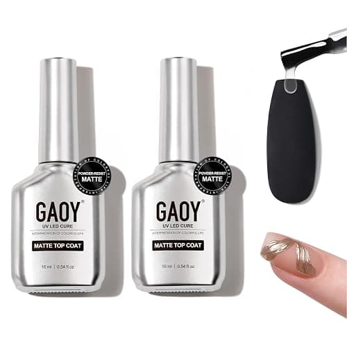 GAOY 2 Pcs Matte Gel Top Coat for Gel Nail Polish, 16ml Powder-Resist Matte Finish for Detail Chrome Isolation Powder Painting Long Lasting UV Light Cure Nail Art DIY - Image 1
