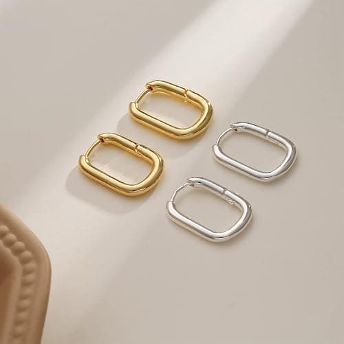 Amicon Chunky Gold Stud Earrings for Women 14k Gold Plated Hypoallergenic Earrings Statement Trendy Fashion Gold Jewelry Gifts thumbnail 5