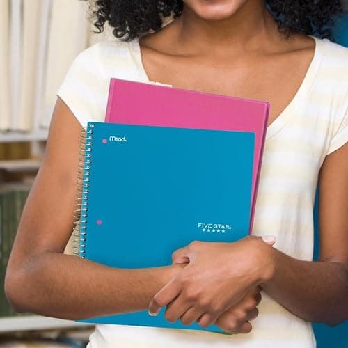 Five Star Spiral Notebook + Study App, 1 Subject, Wide Ruled Paper, 8" x 10-1/2", 100 Sheets, Fights Ink Bleed, Water Resistant Cover, Tidewater Blue (72875) thumbnail 2