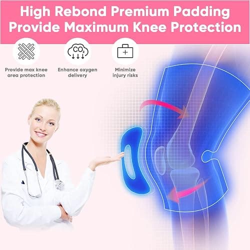 Volleyball Knee Pads for Girl Women, Knee Protector for Knee & Pain Relief. Calf Braces, Splints & Supports. Best Wide Knee supporter compression sleeve for Running Nurse Pregnant Pregnancy House Cleaner , Worker , Weight lifting , Dancer (Medium/Large) thumbnail 3
