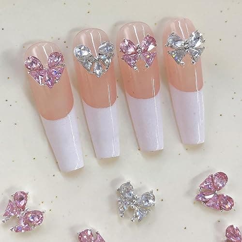 16 Stück Bunte Glitzersteine Nail Charms Nägel Zubehör Zirkon Herz Schmetterling Strasssteine Nagel Charms Nail Art Rhinestones Glitzer Steine Schleifen Herzen Nailart Edelsteine Nageldesign Nail Gems thumbnail 6