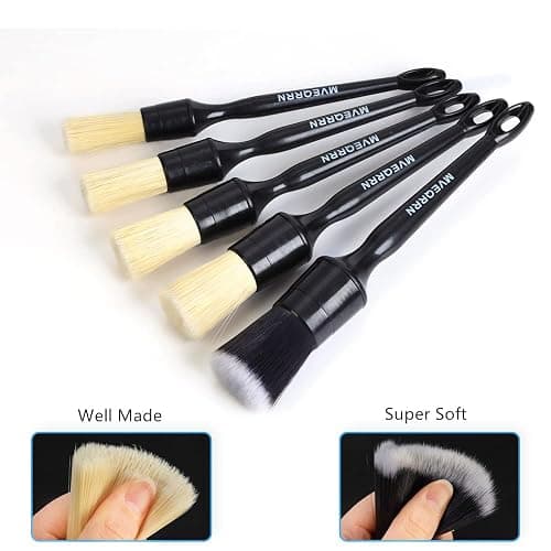 MVEQRRN Boars Hair Ultra Soft Detailing Brushes Set, 4 Pcs Premium Natural Boars Bristles, 1 Pcs Duster Detail Brush for Cleaning Car Interior Dashboard Leather Seat thumbnail 3