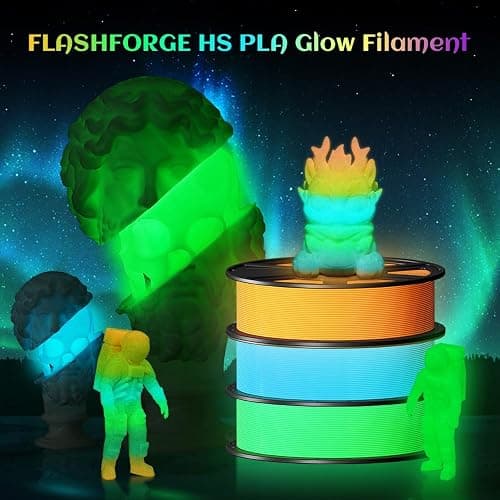 FLASHFORGE Glow in The Dark Rapid PLA Filament 1.75mm, Luminous Melody Fast Color Change Multicolored Rainbow Filament, Max 500mm/s High-Speed Printing, High Brightness and Long-lasting Glowing Effect thumbnail 7