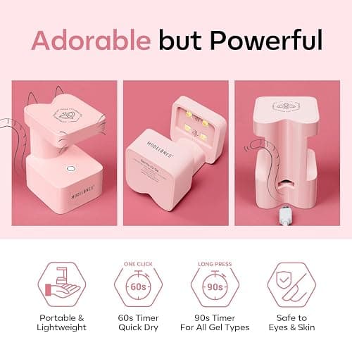 Modelones Mini UV Light for Gel Nails, Small Cure Lamp, Flash Cure for Gel x Nails, LED Portable USB for Fast Curing, Pink thumbnail 2