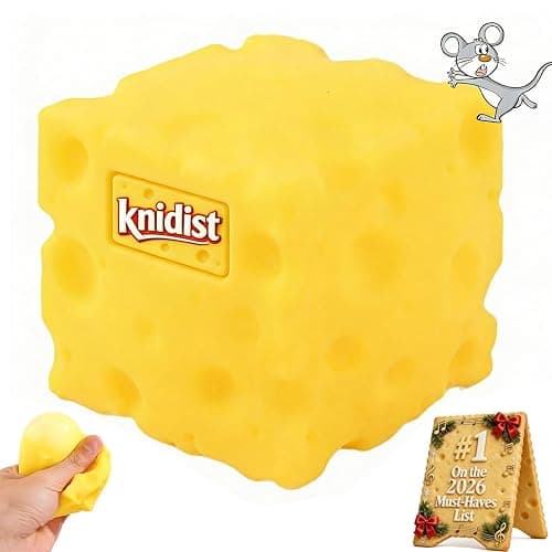 Kawaii Cheese Squishy Toy Slow Rising Stress Relief Fidget Toy Giant Jumbo Yellow Squeeze Ball Sensory Toys Soft Novelty Food Squishies Anxiety Relief for Help Adults Relax Focus (4.33in/11cm) - Image 1