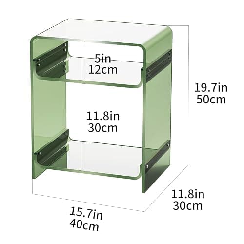 solaround Table d'appoint en Acrylique Transparent, pour Salon, Chambre, Table de Chevet, 40 x 30 x 50 cm (Vert) thumbnail 3