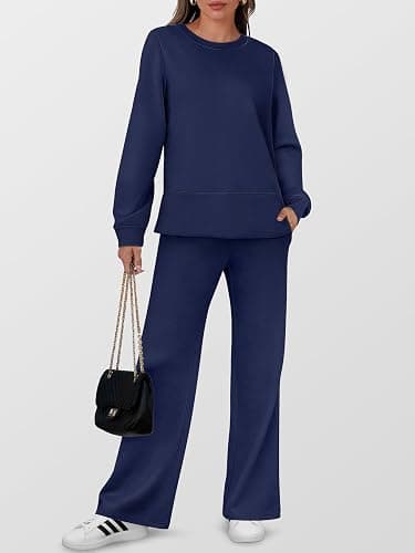 ANRABESS Women's 2 Piece Lounge Sets Casual Travel Outfits Wide Leg Tracksuit Sweatsuits Matching Set 2025 Fall Clothes thumbnail 6