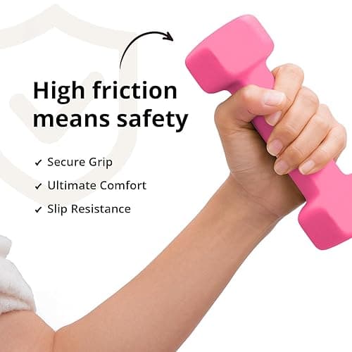 Portzon Weights Dumbbells 10 Colors Options Compatible with Set of 2 Neoprene Dumbbells Set,1-15 LB, Anti-Slip, Anti-roll, Hex Shape - Pink - Standard - 08-Pound, Pair thumbnail 3