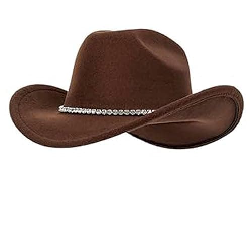 IZUS Women Sparkly-Rhinestone Western-Cowgirl-Hat Glitter-Bling Cowboy-Hat Felt-Rodeo-Hat for Disco-Party Medium/Large thumbnail 12