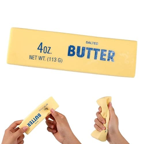 Lyreh 1pcs Squeeze Butter Squishy Toy, PU Material Butter Stick Slow Rising Squeeze Food Fidget Toy for Office School (Light Yellow) - Image 1