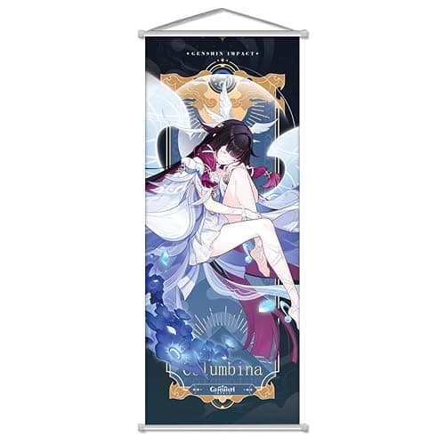 Rainteam Anime Poster Game Hanging Wall Art Artistic Canvas Genshin Character Posters with Rods for Living Room Bedroom Decor(29.5 inch x 11 inch) (Columbina Hyposelenia) - Image 1