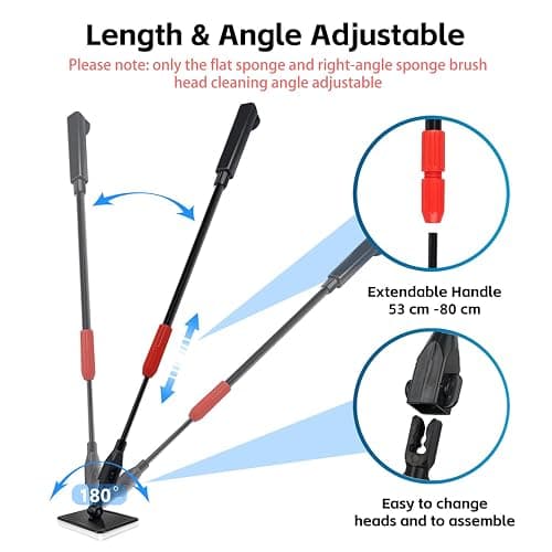Aquarium Cleaning Tools, 7 in 1 Fish Tank Cleaning Kit with Adjustable Long Handle,Aquarium Sponge Brush, Scraper Cleaner,Fish Net,Tube Brush,Fork,Gravel Rake for Fish Tank Cleaner thumbnail 3