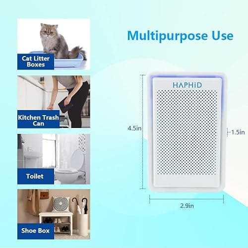 HAPHID Cat Litter Deodorizer 99%, Pet Odor Eliminator for Strong Odor with Catalyst Filter, Air Purifier Plug In Air Freshener for Home & Pets Litter Box Room Wardrobe Toilet Shoe Cabinet (White） thumbnail 8