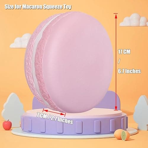 funnysquee Gaint Macaron Slow Rising Squishies,Jumbo Squishys Birthday Gift for Kids, Stress Relief Kawaii Squishie Toys (Pink) thumbnail 3