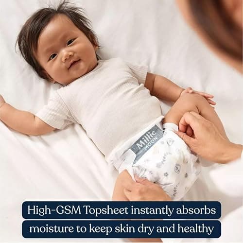 Milm Baby Diapers – Ultra Soft, Leak-Proof, Hypoallergenic Disposable Diapers – (Newborn) thumbnail 7