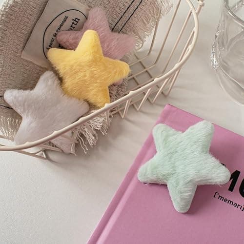 20 Pcs Fluffy Star Hair Clips Y2K Cute Hair Barrettes Plush Fuzzy Star Shaped Alligator Duckbill Clips Decorative Colorful Accessories for Women Girls thumbnail 4