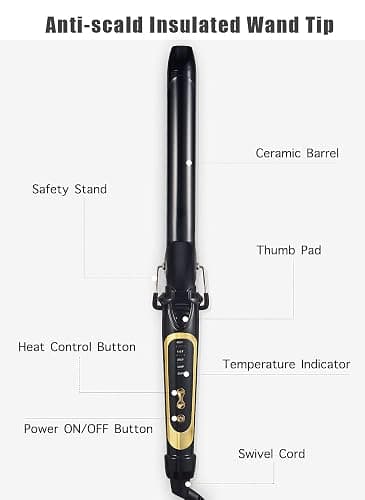 Lanvier 1 Inch Extra Long Hair Curling Iron with Ceramic Tourmaline Barrel, Professional Hair Curler up to 450°F with Dual Voltage for Worldwild Use, Hair Waving Style Tool for Girls&Women–Black thumbnail 8