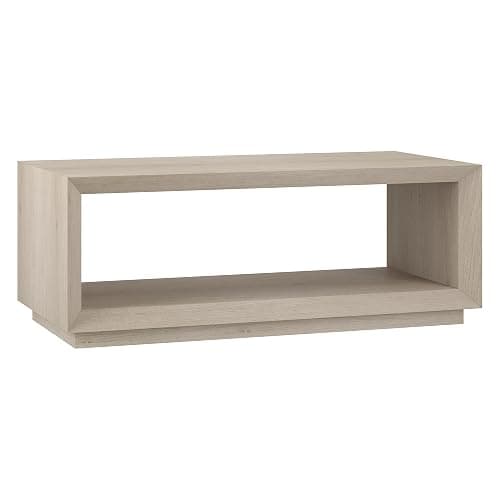 Henn&Hart 48" Rectangular Coffee Table with Open Storage Shelf for Living Room, Family Room, or Office, Alder White - Image 1