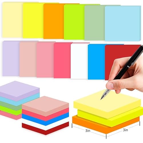 Super Sticky Notes,Self-Stick Note Pads 3 x 3 in,400 Sheets Sticky Notepad Bulk,Office Supplies,School Supplies,Christmas Decor (White, Sticky Notes 3x3) thumbnail 3