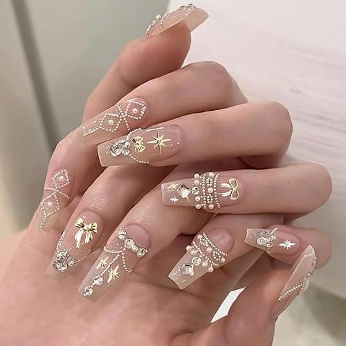 lafo Lot de 3 Boîtes Strass Ongle Nail Art avec Bijoux Ongles - Perles Charmes Cristal Blanc, Beige et Décoration Ongle - Kit Nail Art Accessoires Design Faciles (A) thumbnail 5