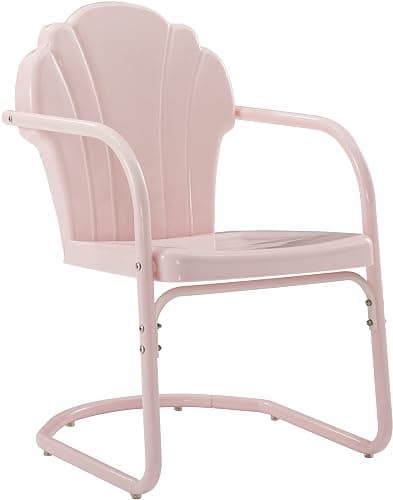 Crosley Furniture Tulip 2-Piece Outdoor Chair Set, Retro Metal Patio Chairs for Dining, Porch, Deck, Balcony, Pastel Pink Gloss - Pastel Pink Gloss - Image 1