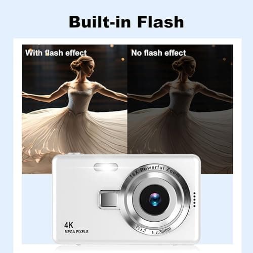 4K Digital Camera, Acbaeta Autofocus 50MP Vlogging Camera with 32G SD Card, 16X Zoom, Flash, Anti-Shake, Compact Portable Small Point and Shoot Digital Camera for Kids Student Teen Adult Beginner thumbnail 4