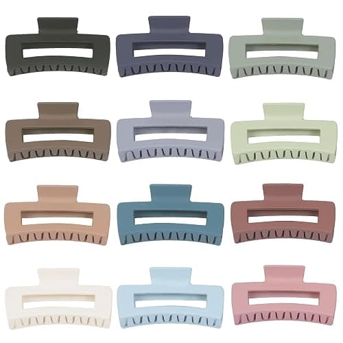 Sisiaipu Hair Clip - Claw, 4.1 Inch Extra Large for Thick, Long, Curly Hair, 12 Pcs, 12 Rubber Paint and Plastic Materials, Non-Slip Design, Women and Girls Hair Accessories - Multicolor thumbnail 6