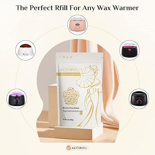 KOTAMU Hard Wax Beads for Hair Removal - 1lb Sensitive Skin Thick Hair Formula for Full Body, Face, Chest, Back, Leg, Bikini Brazilian Waxing - Wax Refill for Women and Men thumbnail 8