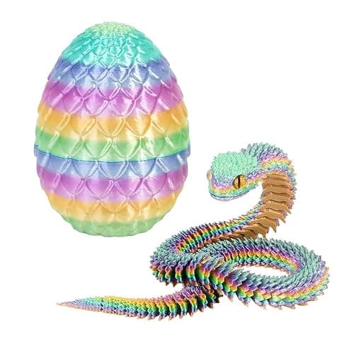 3D Printed Rainbow-Color Snake Eggs with Snake Inside Decor Executive Desk Home Office thumbnail 2