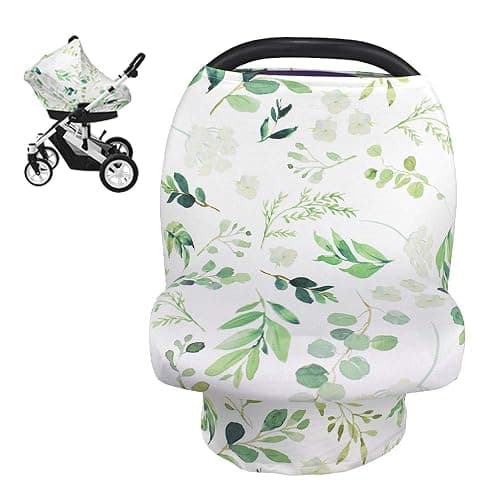 Nursing Cover Breastfeeding Scarf, Car Seat Covers for Babies Infant Carseat Canopy, Stretchy Soft Breathable Multi-Use Cover Ups for Stroller High Chair Shopping Cart, Baby Essentials for Summer thumbnail 9