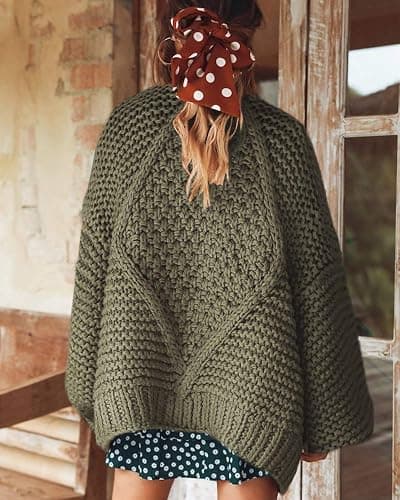 Cicy Bell Women's Open Front Chunky Knit Cardigan Loose Lantern Sleeve Oversized Sweater Coats thumbnail 4