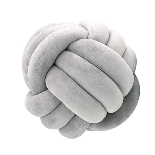 Knotted Ball Pillow, Knot Throw Pillow Soft Companionship Decorative Sofa Cushion, Round Sofa Pillows (Grey, 20cm) - Image 1