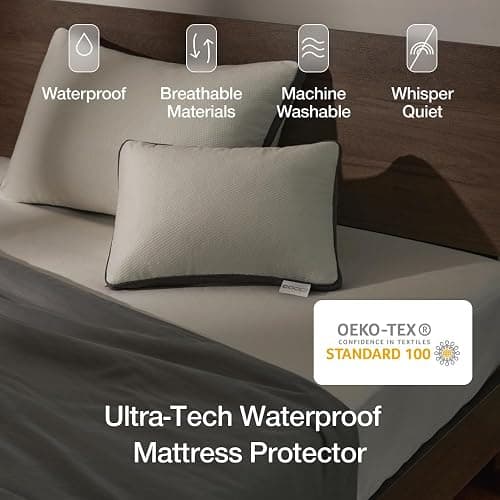 Coop Home Goods Ultra Tech Waterproof Mattress Protector Queen, Smooth Top Mattress Pad, Waterproof Mattress Cover, 18" Deep, Machine Washable Mattress Topper, Noiseless Comfort (60x80) thumbnail 3