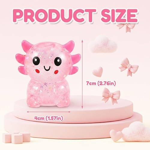 Glitter Axolotls Squishies Toy, Stretchy Axolotls Stress Ball, Fidget Toy for Anxiety Relief and Sensory Play, Pocket Size Squeeze Toys Gift for Kids Teens Adults.(Pink) thumbnail 3