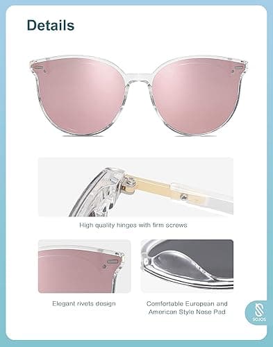 SOJOS Sunglasses Womens Trendy 2025 Classic Round Retro Vintage Shades Large Frame Sunnies SJ2067 - Clear thumbnail 4
