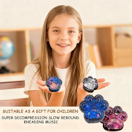 4Pcs Starry Sky Cat Paw Squishy Toy – Taba Squishy Paw Fidget Toy for Stress Relief, Soft Squishies for Adults, Party Favors (Dazzling Blue Red White Red and blue ) thumbnail 4