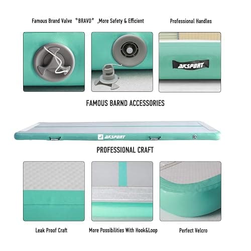 AKSPORT Gymnastics Air Mat Tumble Track Tumbling Mat Inflatable Floor Mats with Air Pump for Home Use/Tumble/Gym/Training/Cheerleading/Parkour/Beach/Park/Water thumbnail 4